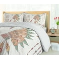 thumbnail image 5 of Ambesonne Feather Duvet Cover Set, Tribal Chief Headdress, 2-Calking, Dark Coral Sand Brown, 5 of 6