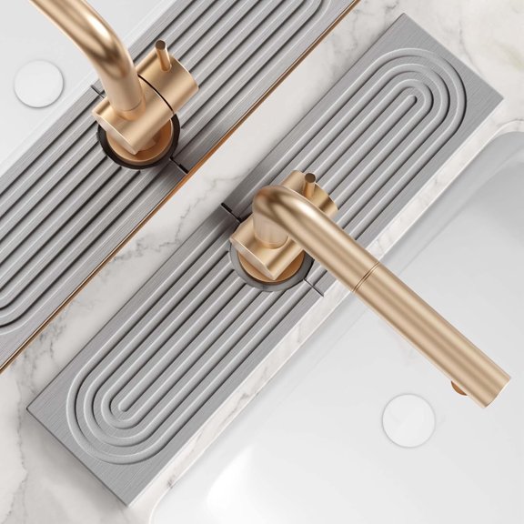 Faucet Mat for Kitchen Sink - Diatomite Stone Fast Drying Tray, Super Absorbent, Prevents Moisture Buildup - Faucet Splash Guard for Bathroom Counter (Light Grey, 15x5.3inch)