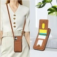 thumbnail image 4 of for iPhone 16 Plus Wallet Case with Shoulder Lanyard Strap, Crossbody Phone Case with Card Holder Slots for Women Girls, Luxury PU Leather Flip Stand Purse Cover Shockproof Case, Brown, 4 of 9