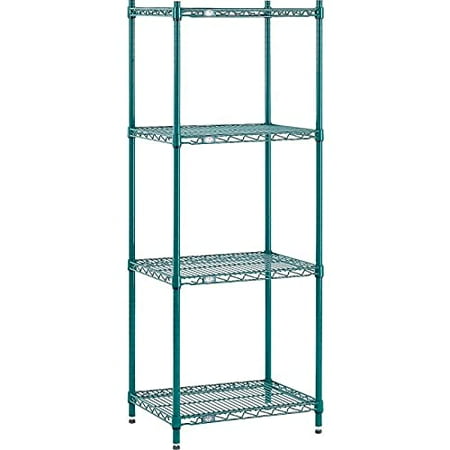 

Poly-Green Adjustable Wire Shelving Unit 4 Tier Duty Commerical Storage Organizer Wire Rack 18 x 24 x 86 Green
