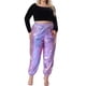 thumbnail image 2 of Pantalones jogger de mujer plus size Agnes Orinda, metálicos, brillantes, de cintura alta, elásticos, pantalones holográficos, sudadera 2X púrpura azul, 2 of 6