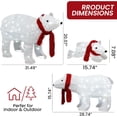 thumbnail image 6 of AWQM 3 Piece Lighted Polar Bear Family, Large Outdoor Indoor Christmas Decorations for Outdoor Front Yard, Holiday Lighting Decorations with 210 LED Lights, Zipper Tape - White, 6 of 6