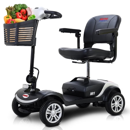 Long Range Mobility Scooters for Seniors Heavy Duty Mobility Scooters for Adults Outdoor Activities with Headlight, Foldable in Boot Trunk for Traveling with Parents, Silver