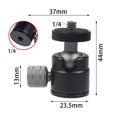 thumbnail image 2 of Tête de Boule Mini Caméra Rotation 360 avec Vis 1/4 pour Téléphone Intelligent DSLR Projecteur Flash Trépied en Direct, 2 of 5
