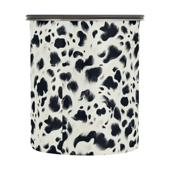 Cow Prints Airtight Coffee Bean Canister 30oz Food Storage Containers with Lids For Gournd, Tea, Sugar, Flour, Rice, Cereal, Candy Cookie Jar