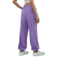 thumbnail image 5 of felwors Wide Leg Sweatpants for Women Fleece High Waist Joggers with Pockets Lightweight Comfy Drawstring Sweat Pants (Purple, XL), 5 of 8