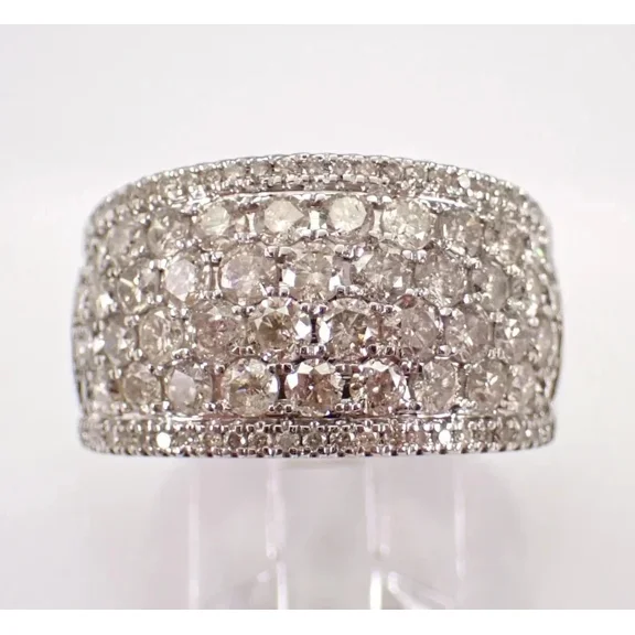 New Jewels 2Ct Round Cut Lab Created Diamond Women Wedding Band Ring 14K White Gold Plated