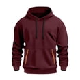 thumbnail image 2 of Men's Zip Up Hoodie with Arm Pocket, Casual Cardigan Style Sweatshirt, Large Size Fleece Jacket for Streetwear, Christmas Gift, Fall Winter Comfort and Travel,Wine,S, 2 of 5