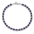 thumbnail image 5 of Sterling Silver Bracelet Gemstones February Women's Amethyst Round 4 mm 7 in and Diamond, 5 of 6
