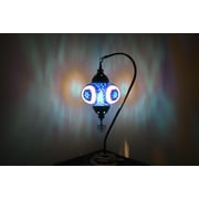 KusKuus Table Lamp 18.5" Hight Turkish Moroccan Mosaic Swan Neck Table Lamp, Bedside Lamp, Night Lamp Blue Star G3C1