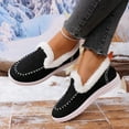 thumbnail image 6 of Family Gifts Womens Loafers Shoes Fashion Low Heel Slip on Shoes Women's Fashion Casual Winter Thick-Soled Plus Velvet Thickened Warm Shoes Casual Flat Shoes Black 42, 6 of 9