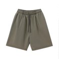 thumbnail image 3 of Chiccall Mens Cotton Running Shorts Solid Elastic Waist Drawstring Muliti-Pockets Lounge Sweat Shorts Army Green, 3 of 5