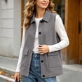 thumbnail image 4 of NominalSnug Women Corduroy Sleeveless Vest Collared Button Down Casual Outerwear With Flap Pockets, 4 of 7