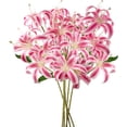 thumbnail image 1 of Flores artificiales de lirio de 27.5 pulgadas (70 cm), 30 cabezas de lirios falsos salvajes, paquete de 6 flores falsas rosas para decoración del hogar, rellenos de jarrón alto, 1 of 8