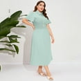 thumbnail image 3 of Yesfashion Women's Plus Size Dress Summer Button Down Smocked Midi Dress Short Sleeve Sundress, 3 of 5