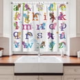 thumbnail image 2 of Ambesonne Alphabet Kitchen Curtains, Letters Fun with Unicorns, 55"x36", White Multicolor, 2 of 3