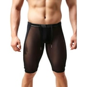 Ouber Men's Mesh Yoga Pants See Through Compression Workout Tights Black M