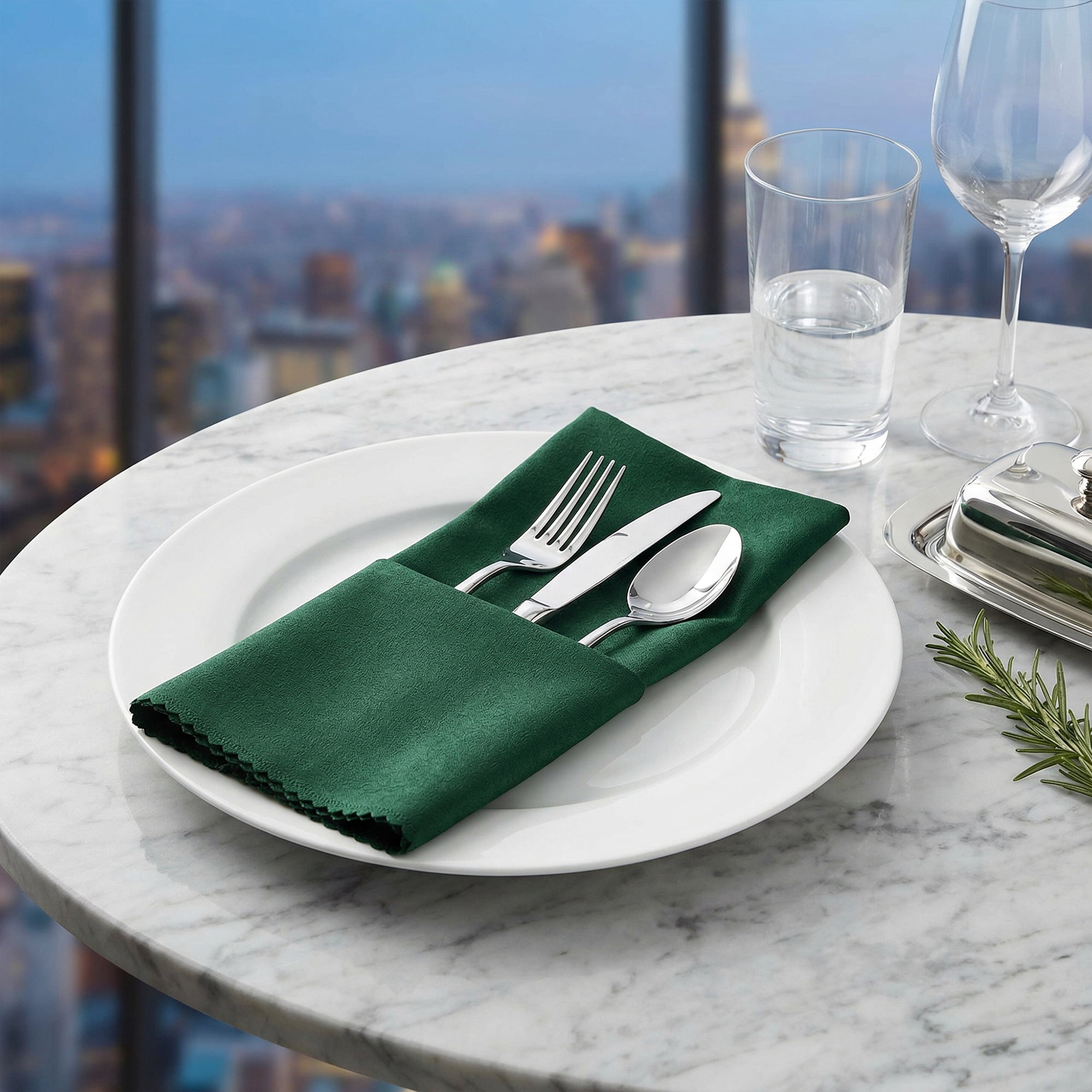 Unique Bargains 12Pcs Reusable Party Cloth Napkins Dark Green 19x19inch
