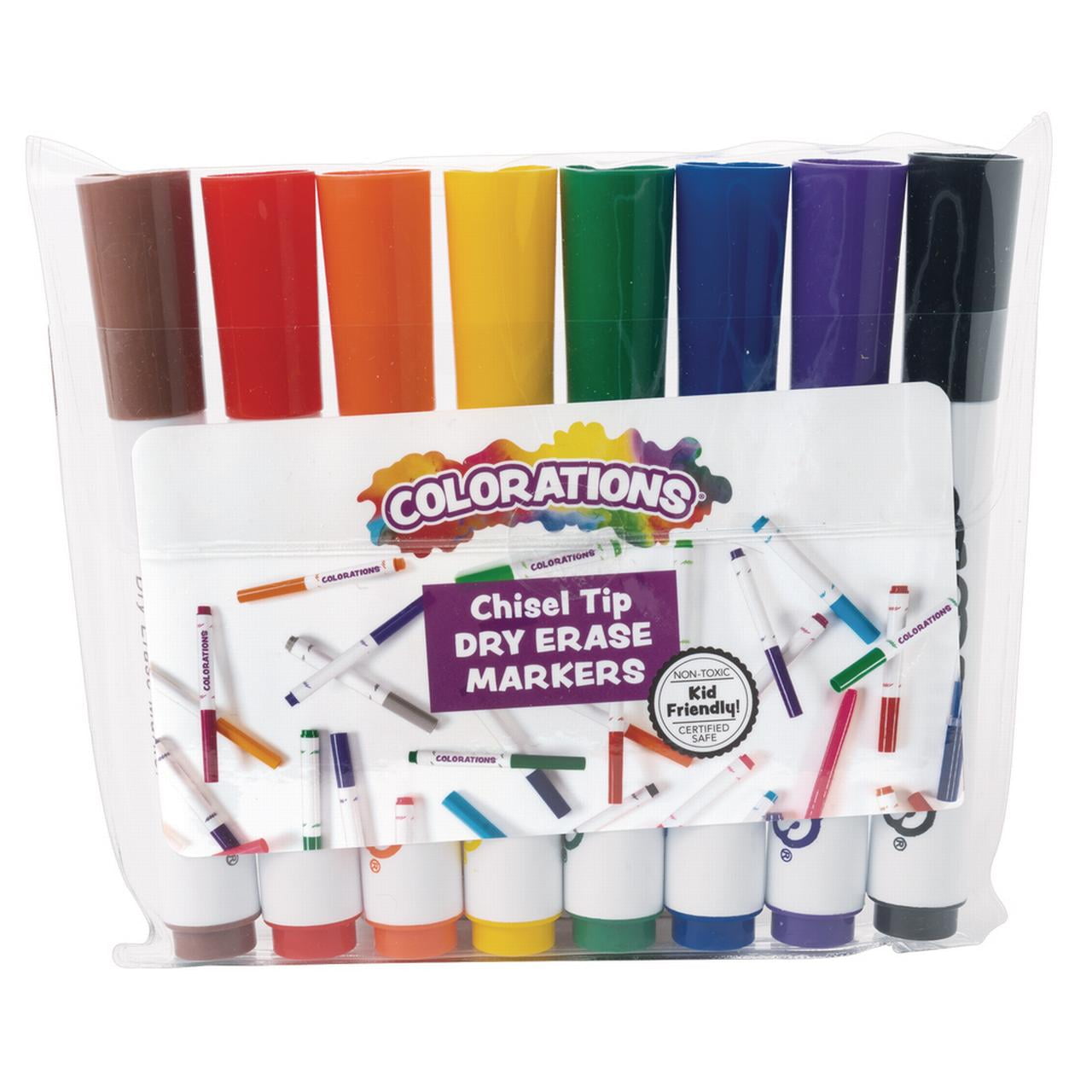 Colorations Dry Erase Chisel Tip Markers Set of 8 (Item CPDRY