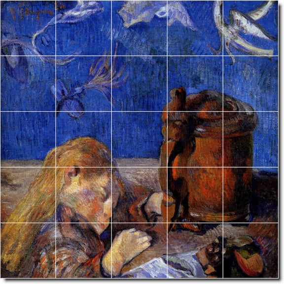 Ceramic Tile Mural-Paul Gauguin Children Painting 35. 30" w x 30" h using (25) 6 x 6 ceramic tiles