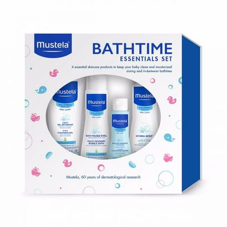 Mustela Baby Bathtime Essentials Gift Set, Natural Baby Skin Care, 4