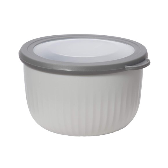 Cuenco de plástico para preparar, almacenar y servir Oggi, 1,3 litros, gris, con tapa