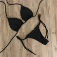 thumbnail image 2 of Traje De Baño De Dos Piezas Con Cuello Halter Para Mujer, Traje De Baño De Tanga Sexy Liso De Licra Con Cordones, Negro, 2 of 6