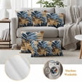 thumbnail image 6 of Navy Blue Brown Outdoor Waterproof Pillow Covers, Tropical Palm Leaves Retro Decorative Square Throw Pillowcase Sofa Cushion Sham for Patio/Couch/Chair, 16"x16" 2 Pack, 6 of 8