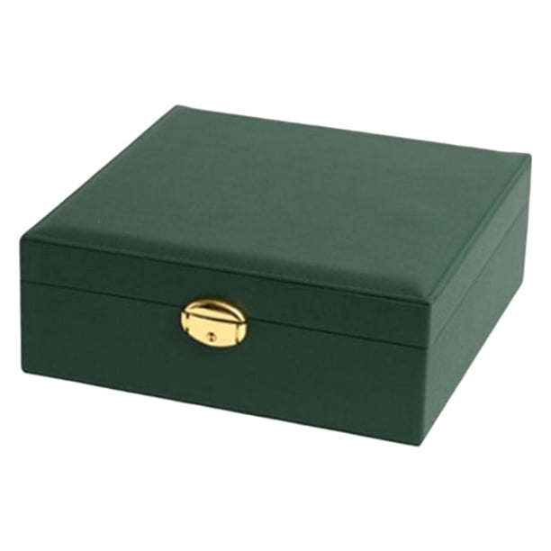 Organizador de joyas con múltiples compartimentos, grande, para anillos y collares. verde oscuro B