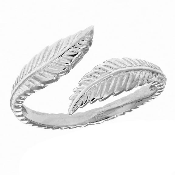 Ritastephens Leaf toe ring Sterling Silver 925 Cross Over Ring Adjustable