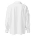 thumbnail image 6 of Womens Solid Color Casual Shirt Long Sleeve Lapel Button Blouse Loose Top Turn Down Collar White XL, 6 of 7