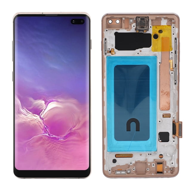 Para Galaxy S10 Plus SM G975F G975U G975W G975A Conjunto Táctil de Pantalla LCD AMOLED DE 6,4 PULGADAS CON MARCO TAMAÑO ORIGINAL Y FUNCIÓN DE HULELLAS DACTILLAS, KIT DE