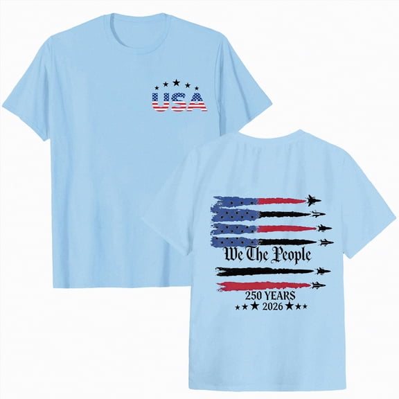 mgoYE Women Clothing 250th Anniversary USA Shirt Women USA Patriotic T Shirt 250th Anniversary USA Tshirt 4th of July Shirts American Flag Tee Tops|Sky Blue S