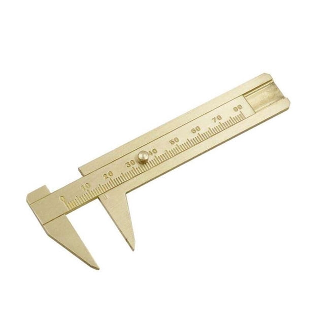 Portable Retro Brass Vernier Caliper 0-80mm Sliding Measuring Gauge Pocket Size Ruler Tool