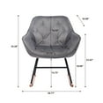 thumbnail image 4 of Nursing Glider Rocking Chair, Velvet Upholstered Accent Chair Rocker Chair with High Backrest & Armrest, Mid Century Modern Wood Armchair Single Sofa Chair for Living Room Bedroom Nursery, Gray, 4 of 7