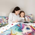thumbnail image 4 of Manfei Pretty Unicorn Full Size Comforter Sets,Cute Flowers Pattern Bedding Comforter Set,Pink,Polkadot Reversible,3pcs,1 Comforter and 2 Pillowcases, 4 of 7