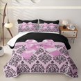 thumbnail image 2 of Erosebridal Fashion Women Bowtie Quilt King,Victorian Baroque Flower King Coverlet Set For Adults,3pcs, 2 of 7