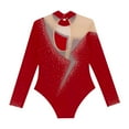 thumbnail image 5 of Kaerm Kids Girls Gymnastics Ballet Dance Leotard Sparkly Jumpsuit Biketard Long Sleeve Bodysuit Unitard Burgundy 12, 5 of 6