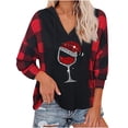 thumbnail image 2 of ICHUANYI Clearance Fashion Woman V-Neck Long Sleeve T-Shirt Christmas Printing Hooded Blouse Tops(Red, XXL) ICHUANYI WER2023081503399, 2 of 4