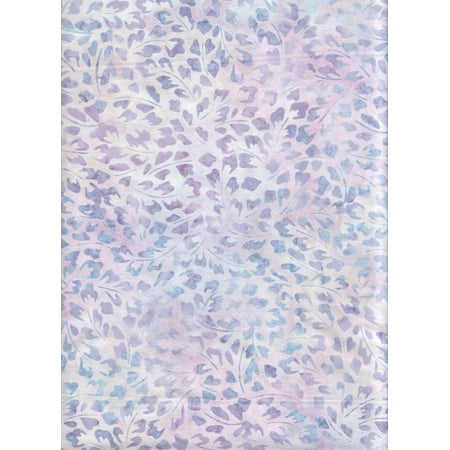 Bali Batik Leaves Java Block Printed (Tjap Stamped) Fleur Leaves on Light Lavender, Thistle Bali Tie Dye (Ikat) Batik Gradation ~ HALF YARD!! ~ Elementals Batik.., By Kaufman ()