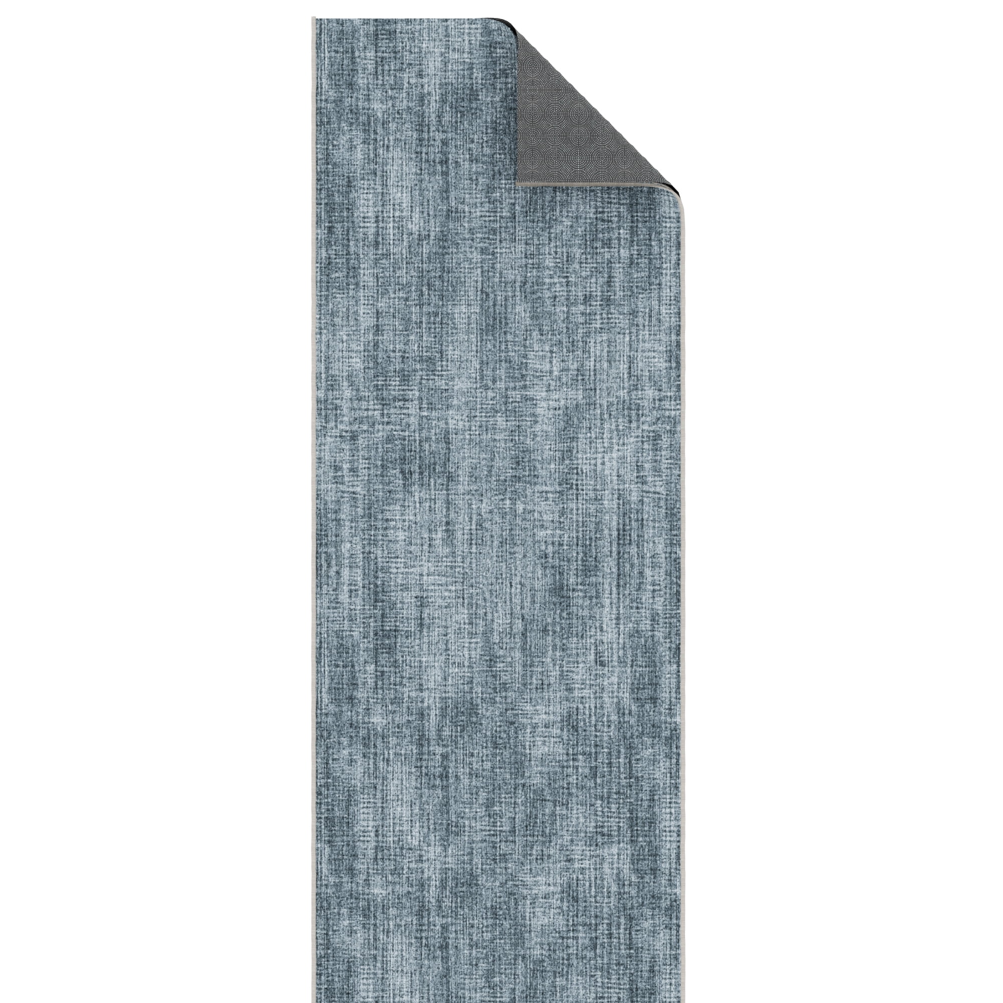 Ottomanson Aisle Runner Rug 1'10.5" x 55' Soft Non-Slip Indoor Rug, Solid Greyish Blue