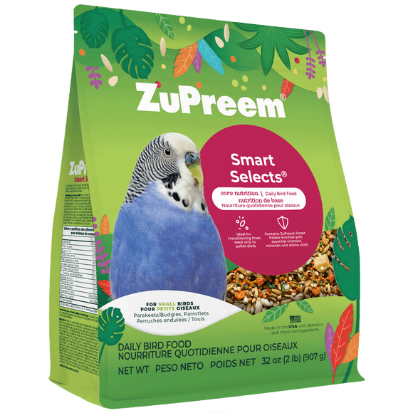 Zupreem Smart Select Small Bird Food for Parakeets, Budgies, Parrotlets 2 lb bag