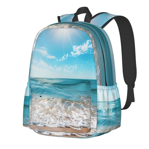 Rateoe Sunny Ocean Waves Pattern Student Backpack,Backpack for School,Lightweight Bag,Travel Backpack,Outdoor Backpack,Large Capacity Backpack