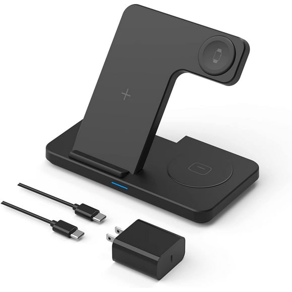 JoyGeek 3-in-1 Wireless Charger for Apple, Foldable Charging Dock with PD 20W Adapter, Multi Charger Station for iPhone