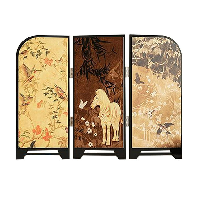 Mini biombo decorativo plegable, arte tradicional chino, regalo de inauguración de la casa Caballo