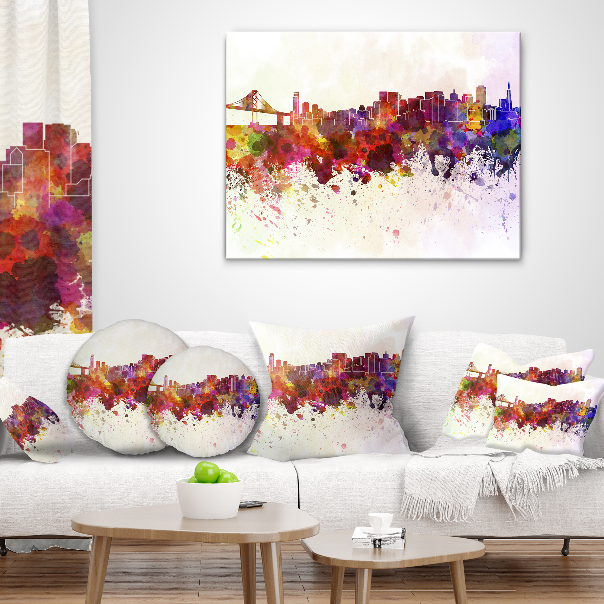 Designart San Francisco Skyline - Cityscape Throw Pillow - 18x18