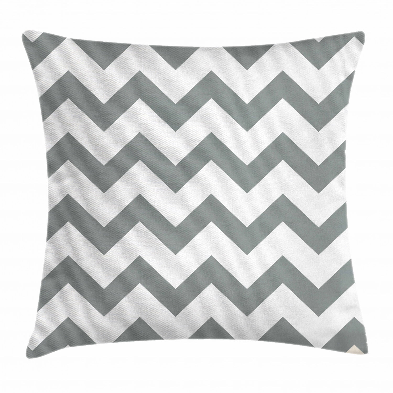 Set of 2 Chevron Decorative Throw Pillow Cushion Covers Zig Zag Gray and White