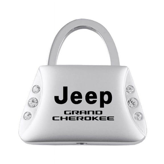 Jeep Grand Cherokee Jeweled Purse Shape Key Ring (Silver)