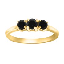 Aonejewelry 0.50 Ct. Ttw Enhanced Black Diamond Three Stone Ring In 10K Yellow Gold
