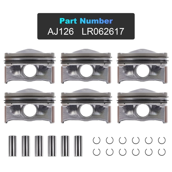 NURATIT 6Pcs Piston & Rings for Land Rover Range Rover Jaguar 3.0L V6 Engine 2013-2020 STD 4280046